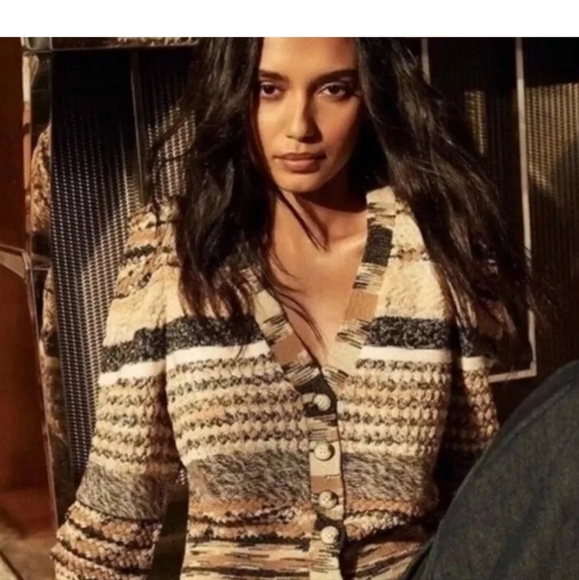 Veronica Beard Cecily Mixed Knit Wool Cardigan Button Sweater Size S - Picture 3 of 13